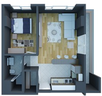 C 3 TİPİ 1+1 DAİRE PLANI