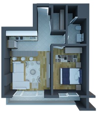 C 5 TİPİ 1+1 DAİRE PLANI