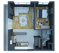 C1 TİPİ 1+1 DAİRE PLANI NORMAL KAT