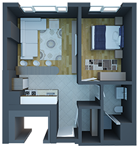 C2 TİPİ 1+1 DAİRE PLANI NORMAL KAT