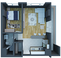 C3 TİPİ 1+1 DAİRE PLANI NORMAL KAT