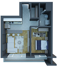 C5 TİPİ 1+1 DAİRE PLANI NORMAL KAT