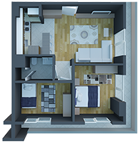 C4 TİPİ 1+1 DAİRE PLANI NORMAL KAT